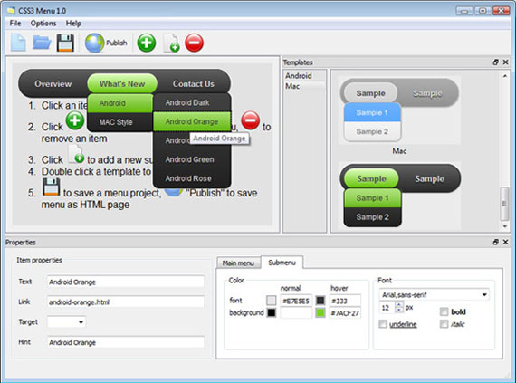 <u> Css Navigation Menu Templates</u> gui screenshot