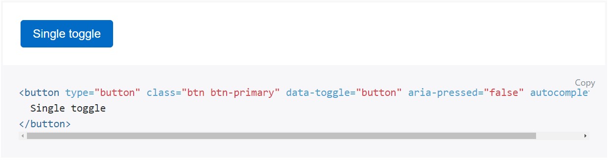 Toggle states  presented  by means of Bootstrap buttons
